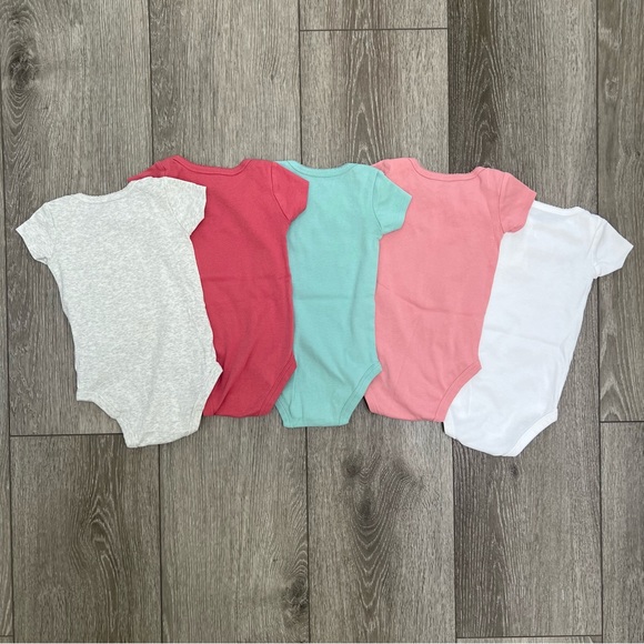 CARTERS 5PC SHORT SLEEVE BODYSUITS SOLID COLORS 9MO - Picture 6 of 6